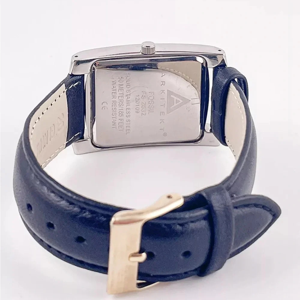 Fossil Arkitekt FS-2832 Genuine Leather Quartz Analog Vintage Watch Black Band